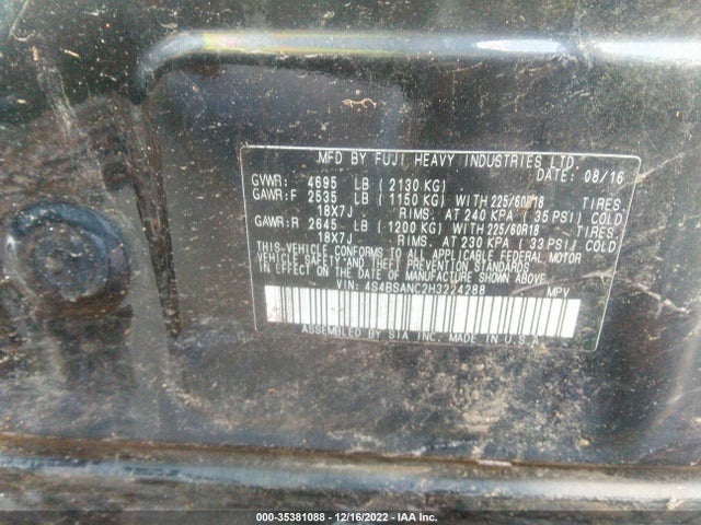 2017 Subaru Outback, VIN: 4S4BSANC2H3224288