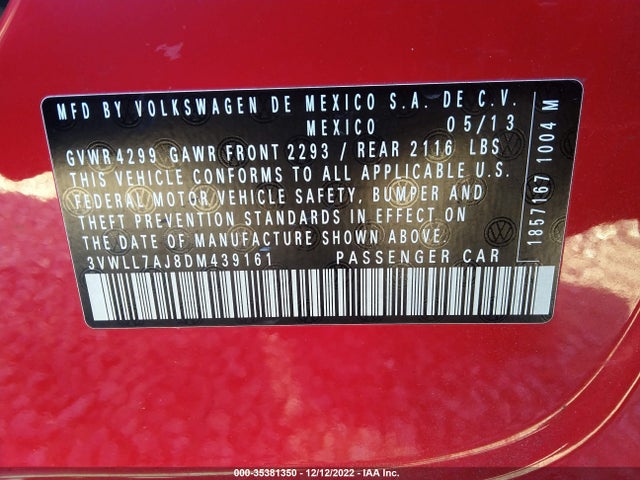 2013 VOLKSWAGEN JETTA SEDAN TDI W/PREMIUM VIN: 3VWLL7AJ8DM439161