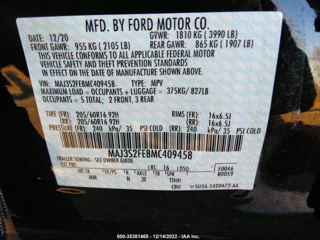 2021 Ford Ecosport, VIN: MAJ3S2FE8MC409458