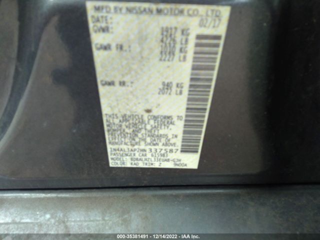 1N4AL3AP2HN337587 Nissan Altima 2.5 Sr