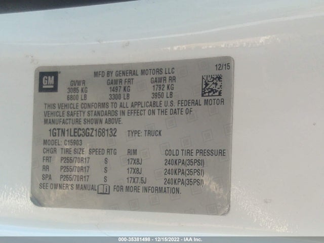 GMC SIERRA 1500 2016 1GTN1LEC3GZ168132 Image 9