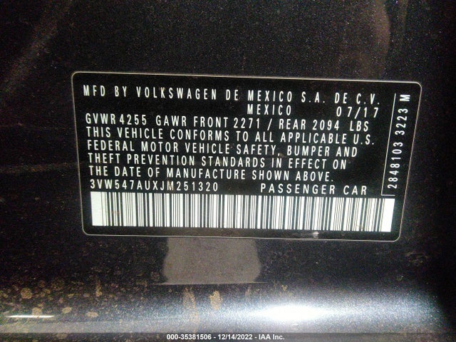 2018 Volkswagen Golf GTI, VIN: 3VW547AUXJM251320