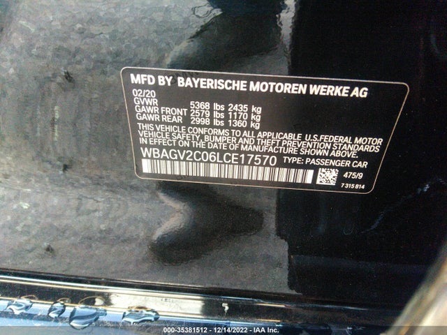 2020 BMW 8 Series Gran Coupe, VIN: WBAGV2C06LCE17570