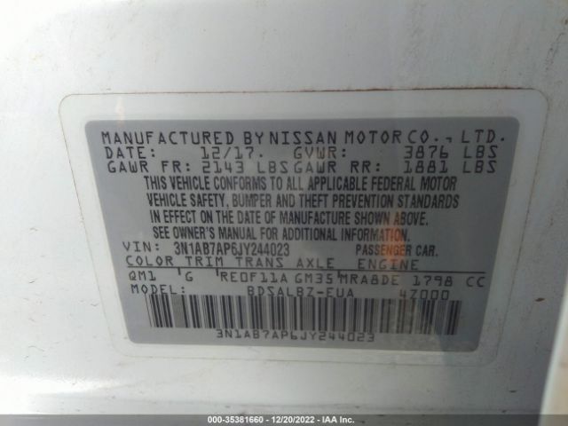 3N1AB7AP6JY244023 Nissan SENTRA S