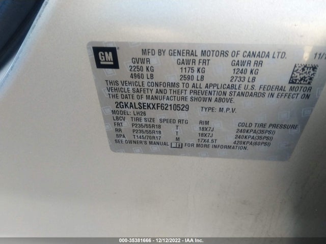 2015 GMC Terrain, VIN: 2GKALSEKXF6210529