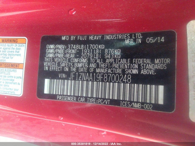 2015 Toyota GR 86, VIN: JF1ZNAA19F8700248