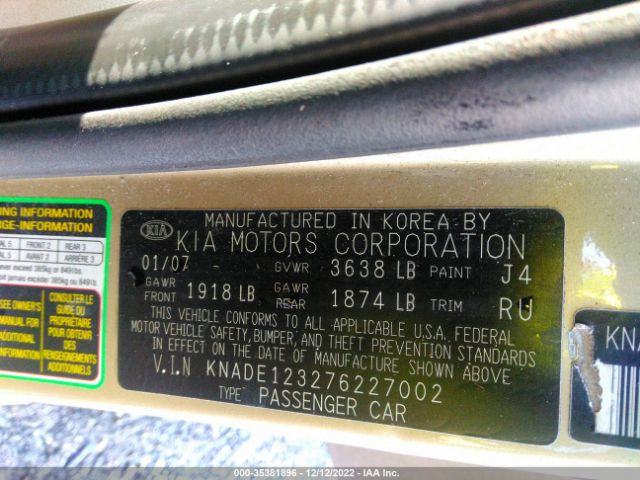 KNADE123276227002 KIA RIO LX
