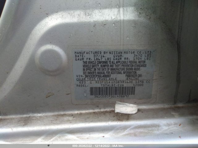 3N1CE2CP3GL408897 Nissan Versa Note Sv