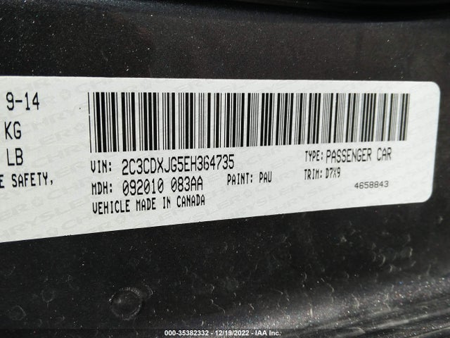 Dodge Charger Sxt 2014 2C3CDXJG5EH364735 Image 9