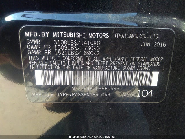 Mitsubishi Mirage G4 Se 2017 ML32F4FJ6HHF09351 Image 11