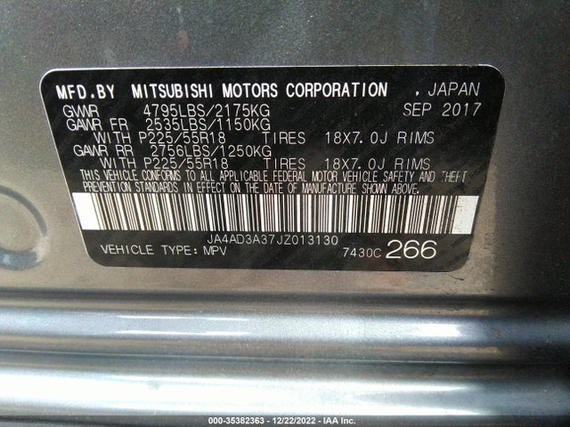 JA4AD3A37JZ013130 Mitsubishi Outlander Se/sel/le