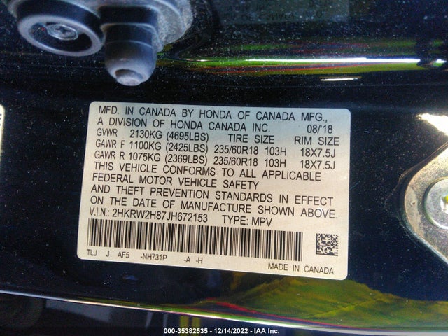 Honda Cr-v Ex-l 2018 2HKRW2H87JH672153 Image 9
