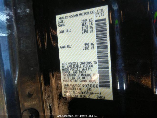 1N4AA6AP5GC392066 Nissan Maxima 3.5 Sl