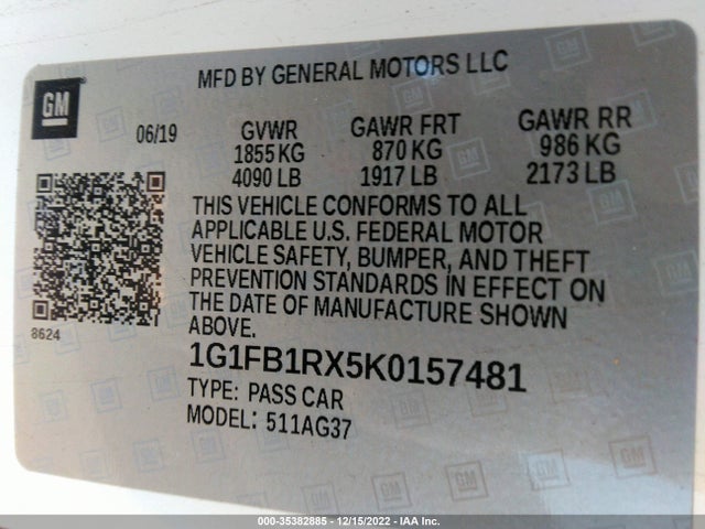 2019 Chevrolet Camaro, VIN: 1G1FB1RX5K0157481