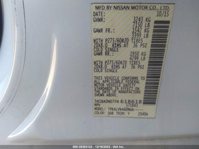 2015 Nissan Armada, VIN: 5N1BA0ND7FN618618