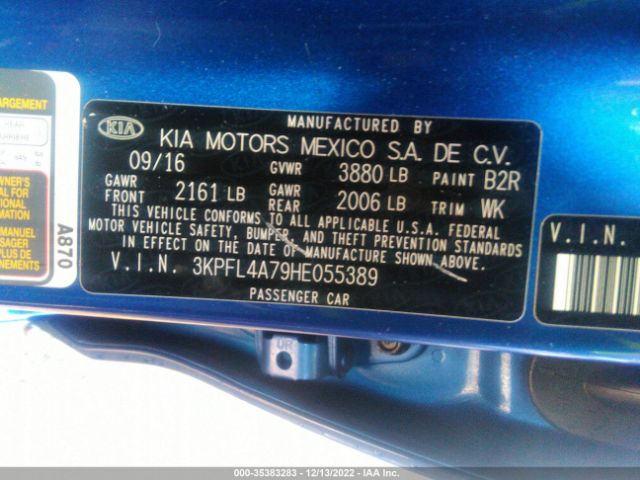 3KPFL4A79HE055389 KIA FORTE LX