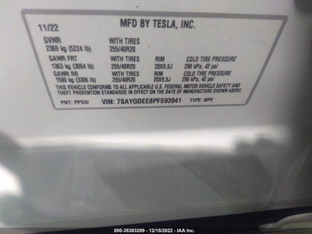 Tesla Model Y 2023 7SAYGDEE8PF593941 Image 10