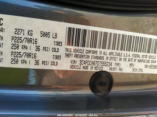 2013 DODGE JOURNEY SE VIN: 3C4PDCAB7DT555234