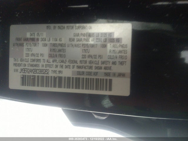2011 MAZDA CX-7 I SV VIN: JM3ER2AM2B0386262