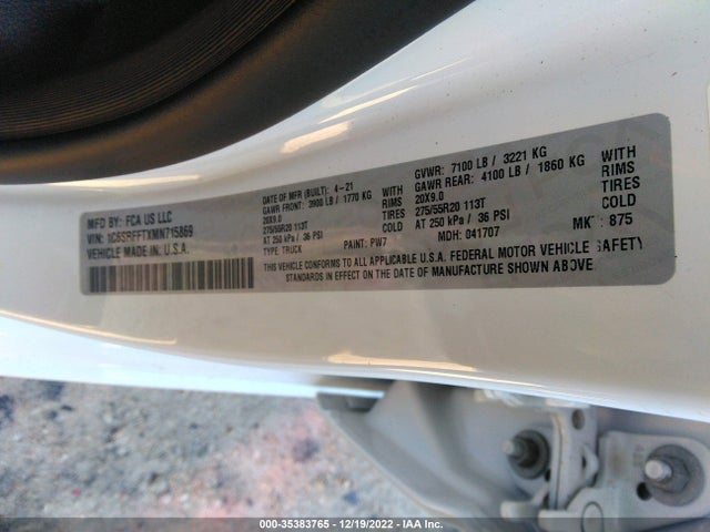 RAM 1500 Big Horn 2021 1C6SRFFTXMN715869 Image 9