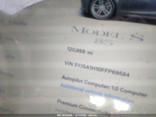 2015 Tesla Model S, VIN: 5YJSA1H10FFP69584