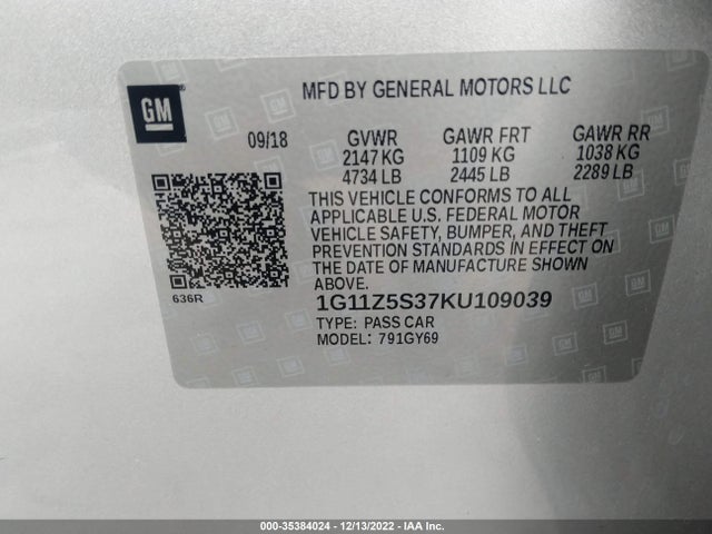 Chevrolet IMPALA LT 2019 1G11Z5S37KU109039 Image 10