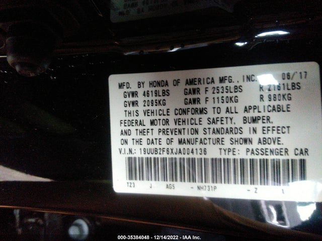 2018 Acura TLX, VIN: 19UUB2F6XJA004136