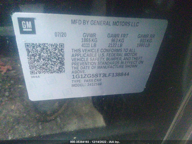 Chevrolet MALIBU RS 2020 1G1ZG5ST3LF138844 Image 9