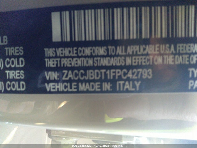 2015 Jeep Renegade, VIN: ZACCJBDT1FPC42793