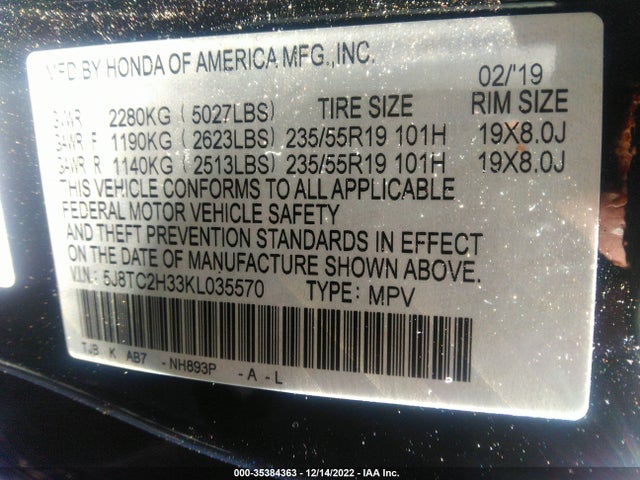 2019 Acura RDX, VIN: 5J8TC2H33KL035570