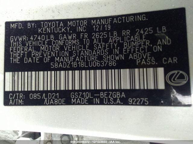 2020 Lexus ES, VIN: 58ADZ1B18LU063786