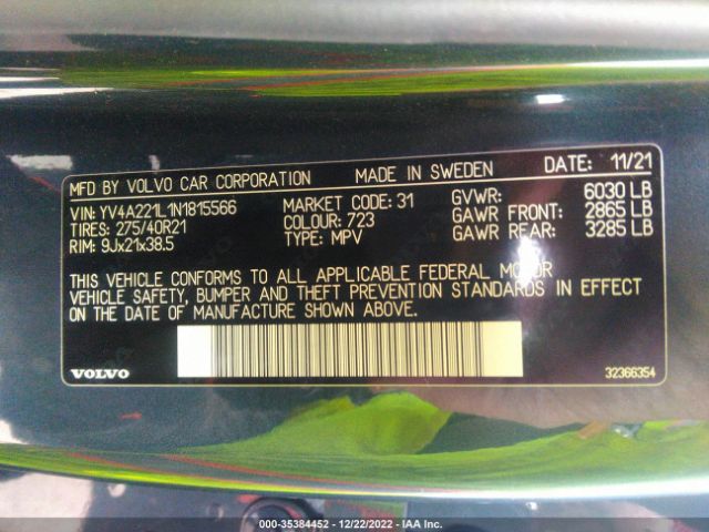 YV4A221L1N1815566 Volvo Xc90 Inscription