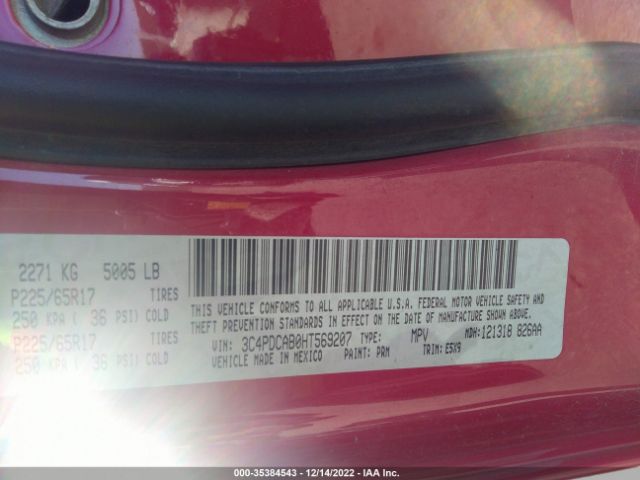 3C4PDCAB0HT569207 Dodge JOURNEY SE
