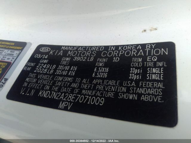 KNDJN2A28E7071009 KIA Soul Base