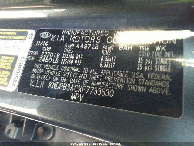 KNDPB3ACXF7733630 KIA Sportage Lx
