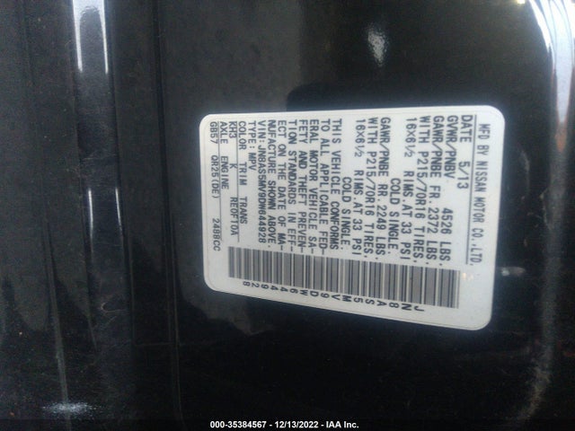 2013 NISSAN ROGUE S VIN: JN8AS5MV9DW644928
