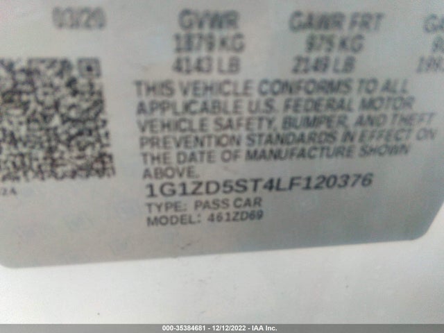 Chevrolet MALIBU LT 2020 1G1ZD5ST4LF120376 Image 10