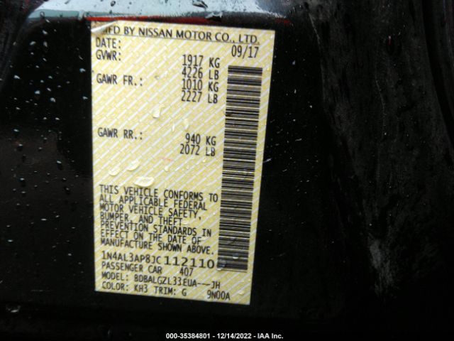 1N4AL3AP8JC112110 Nissan Altima 2.5 S