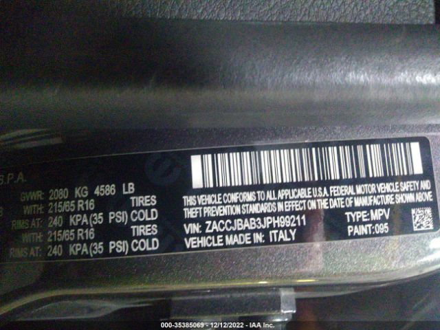 ZACCJBAB3JPH99211 Jeep Renegade Sport