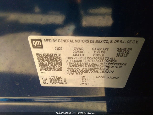 Chevrolet EQUINOX LT 2022 3GNAXKEVXNL155222 Image 9