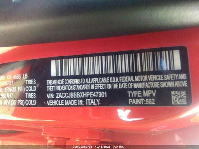2017 Jeep Renegade, VIN: ZACCJBBBXHPE47901