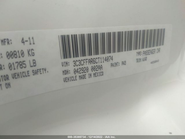 3C3CFFAR6CT114074 Fiat 500