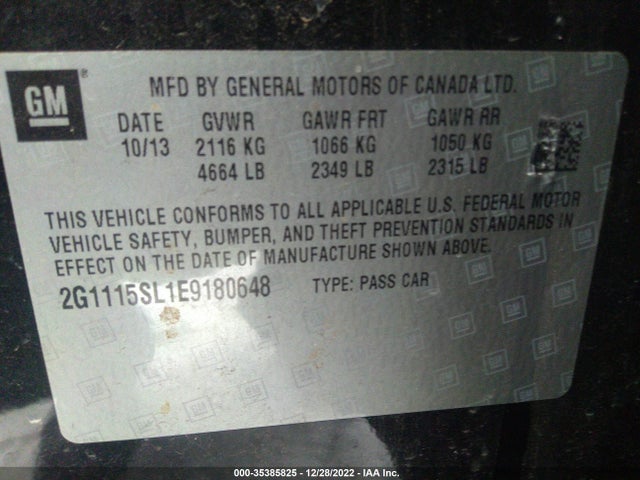 Chevrolet IMPALA LT 2014 2G1115SL1E9180648 Image 11