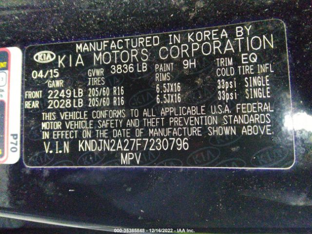 KNDJN2A27F7230796 KIA Soul Base