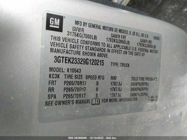 GMC Sierra 1500 Sle 2009 3GTEK23329G120215 Image 10