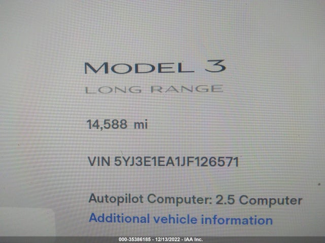 Tesla Model 3 Range Battery 2018 5YJ3E1EA1JF126571 Image 7