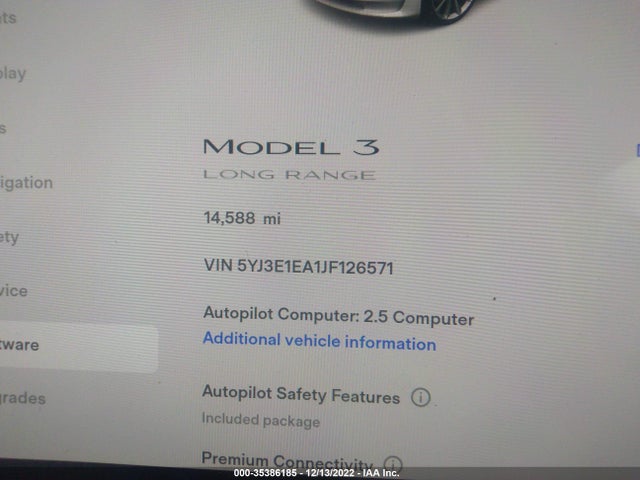 Tesla Model 3 Range Battery 2018 5YJ3E1EA1JF126571 Image 9