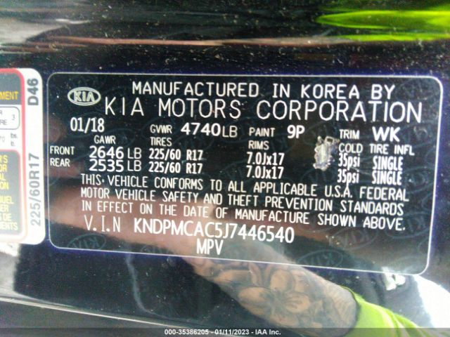 KNDPMCAC5J7446540 KIA Sportage Lx