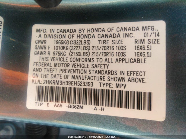 Honda CR-V LX 2014 2HKRM3H39EH523393 Image 9