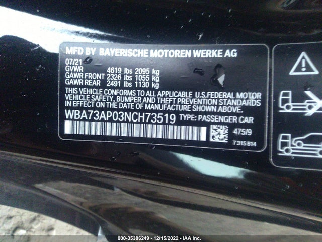 2022 BMW 4 Series, VIN: WBA73AP03NCH73519